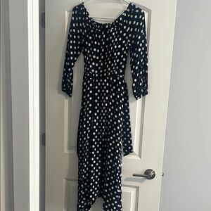 Maeve Black and White Asymmetrical Wrap Dress